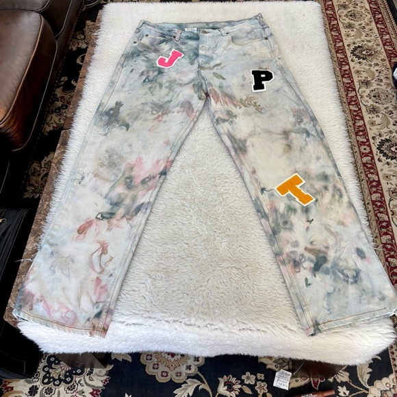 Carhartt Tie Dye w/ Patches Multicolor Men’s Straight leg Semi Distressed Jeans - Picture 3 of 16